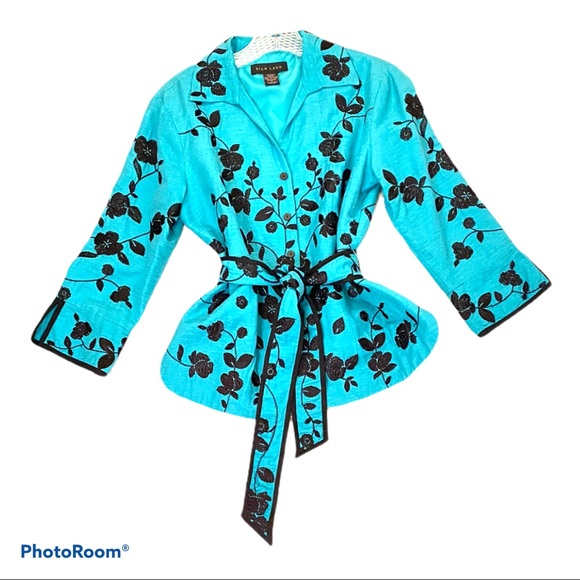 Silk Land Jackets & Blazers - Teal Ladies Blazer -- 100% Silk